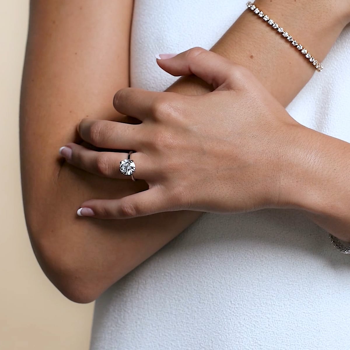2 1/2 ctw Round Lab Grown Diamond Petite Solitaire Engagement Ring 14K White Gold, F, VS2