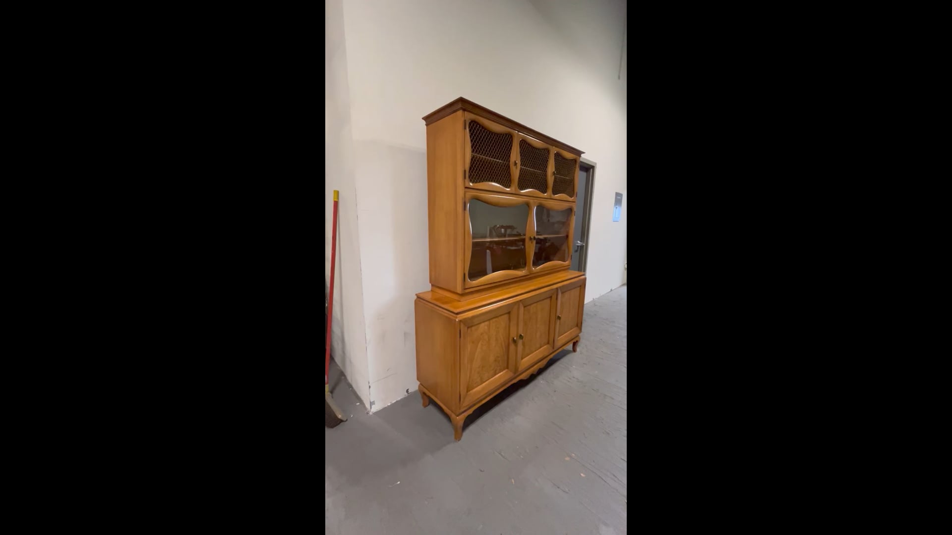 Vintage Bassett Furniture Cabinet with Glass and Wire Doors at 1stDibs