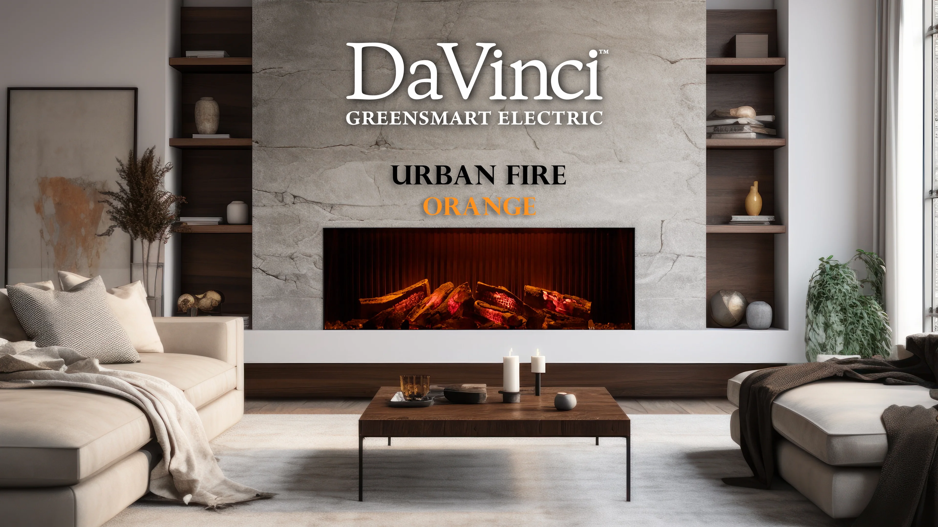 The DaVinci 59 GreenSmart Electric Right Corner Fireplace™ - By