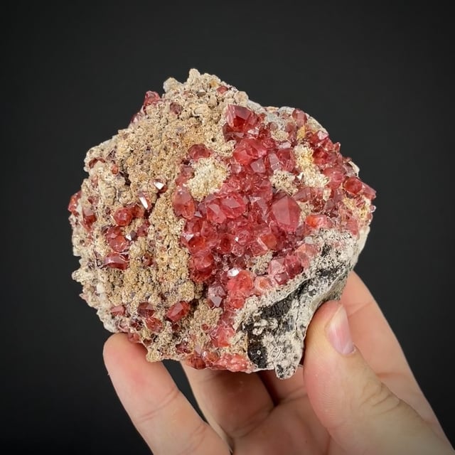 Rhodochrosite on Calcite