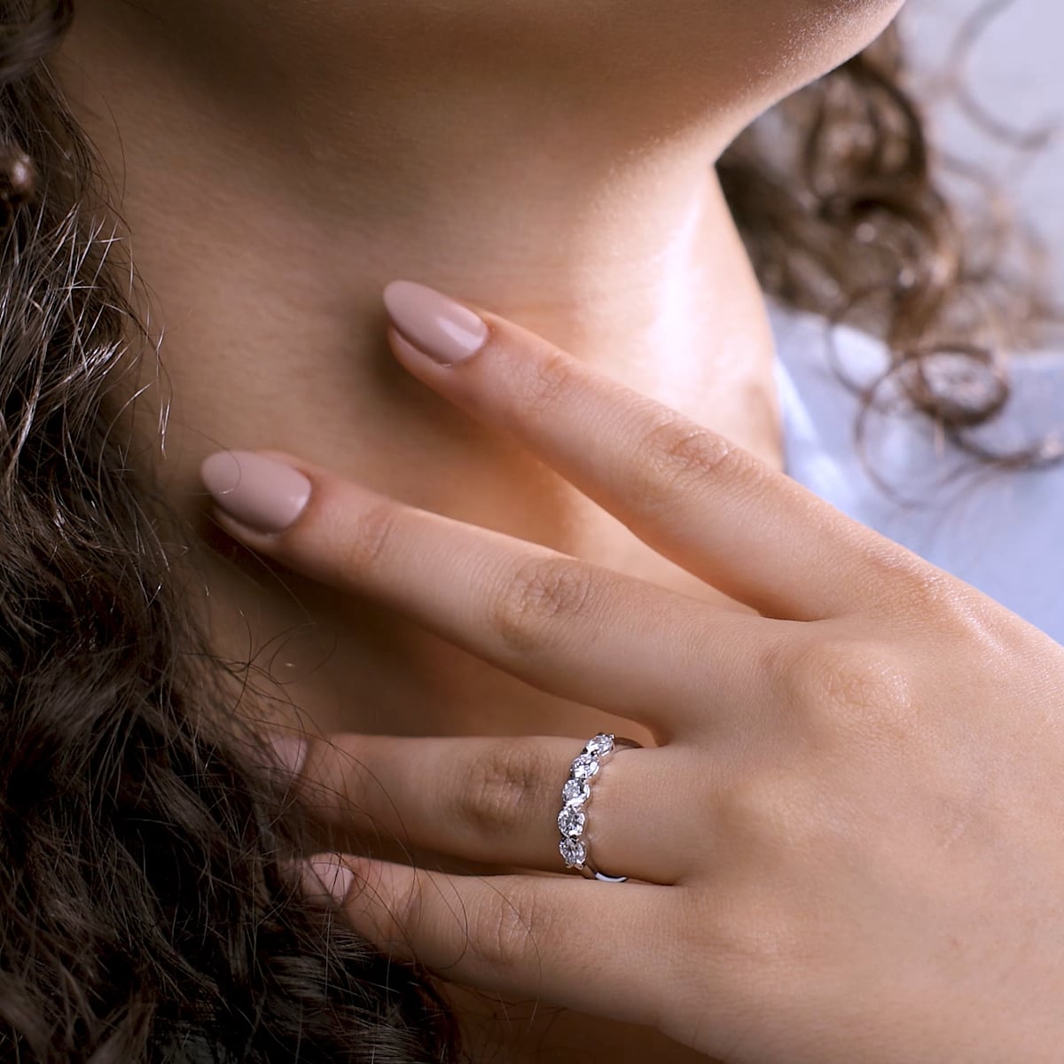 product video 2 for 1 ctw Round Lab Grown Diamond Five-Stone Anniversary Band
