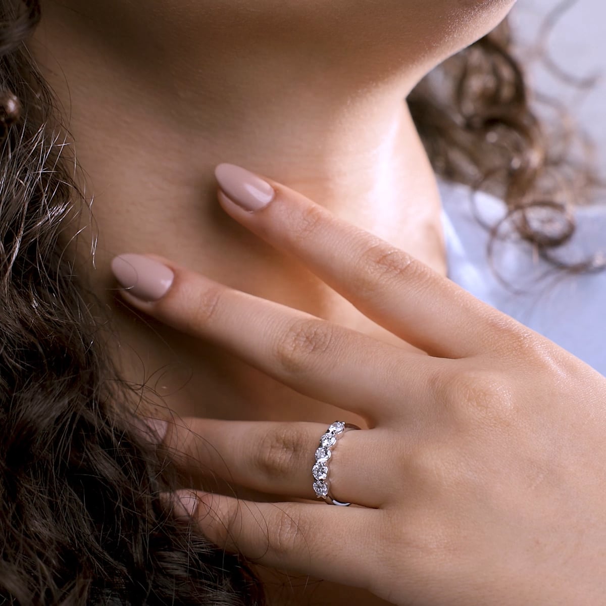 product video 2 for 1 ctw Round Lab Grown Diamond Five-Stone Anniversary Band