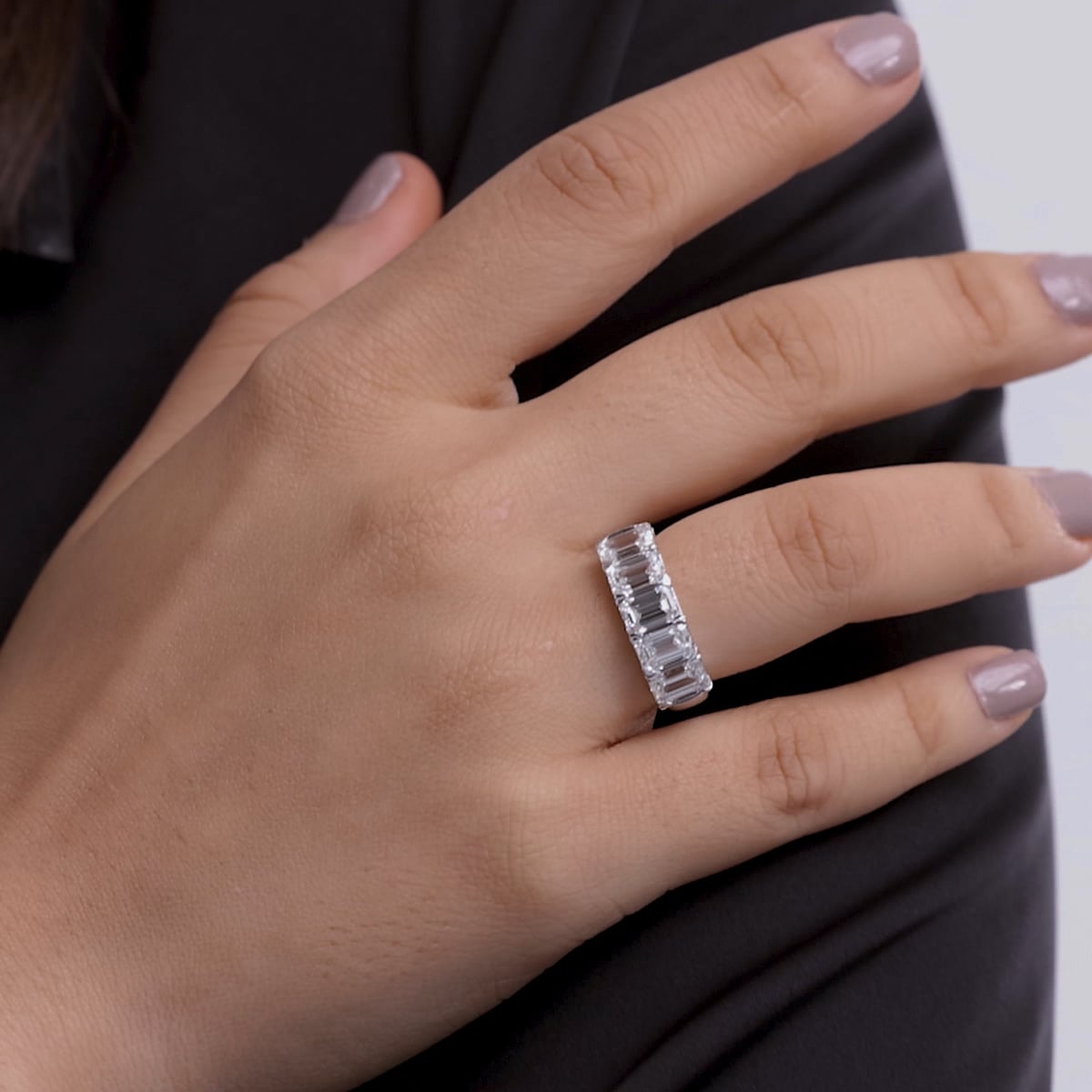 product video 2 for 4 ctw Emerald Lab Grown Diamond Five-Stone Anniversary Band
