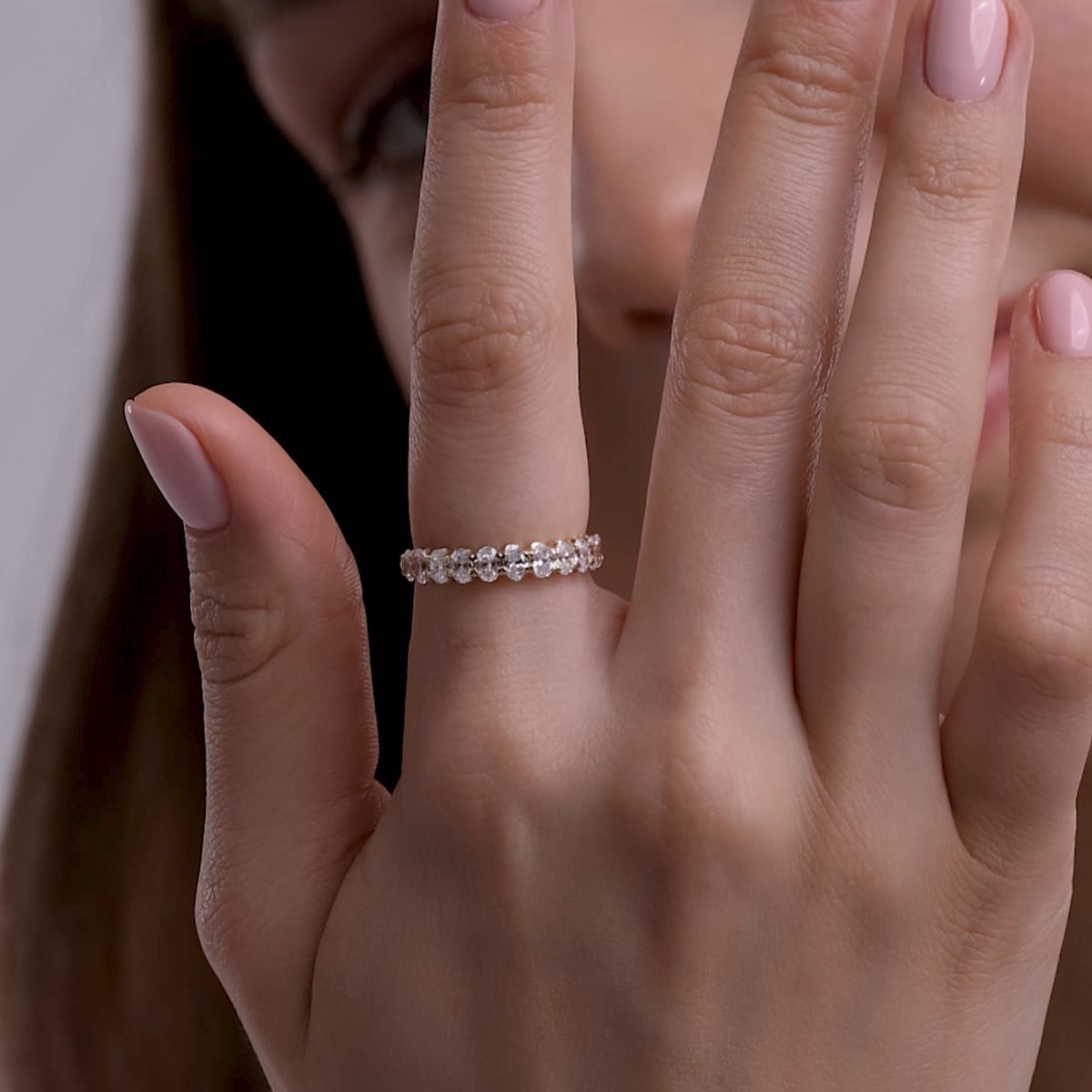 product video 2 for 1 1/2 ctw Oval Lab Grown Diamond Anniversary Band