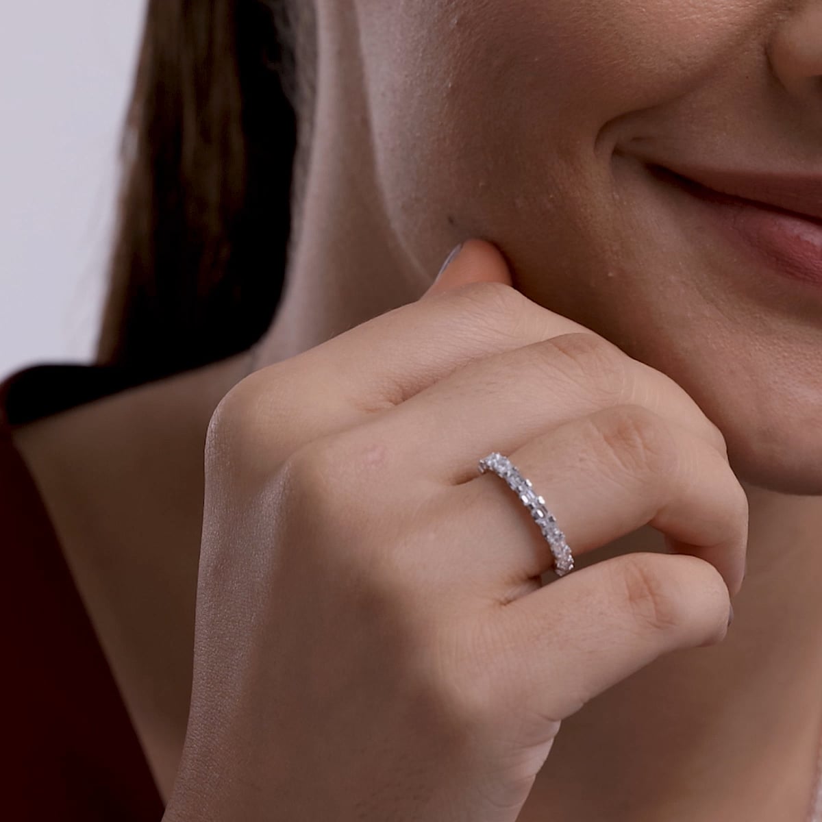 product video 2 for 1 ctw Emerald Lab Grown Diamond East-West Wedding Band