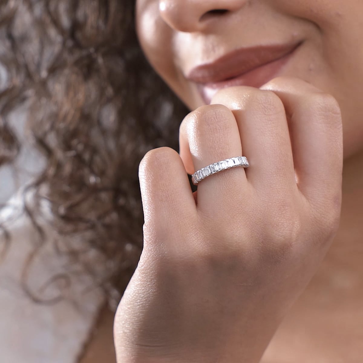product video 2 for 1 ctw Emerald Lab Grown Diamond Wedding Band