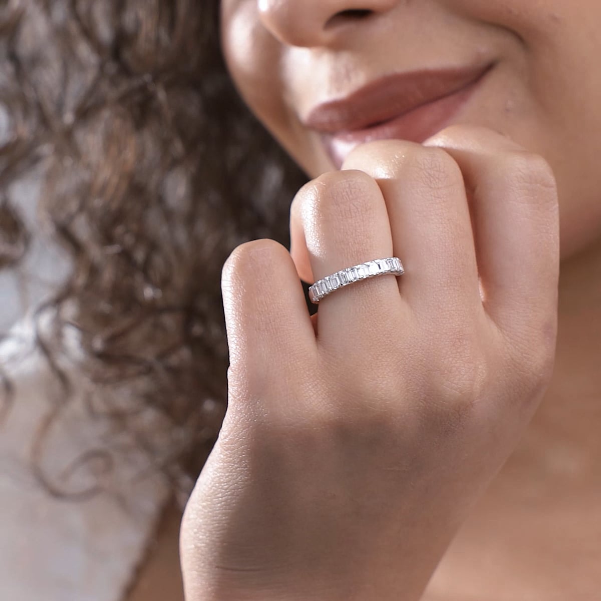 product video 2 for 1 ctw Emerald Lab Grown Diamond Wedding Band