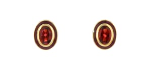 1.80 ct. t.w. Garnet and Burgundy Enamel Earrings in 18kt Gold Over Sterling