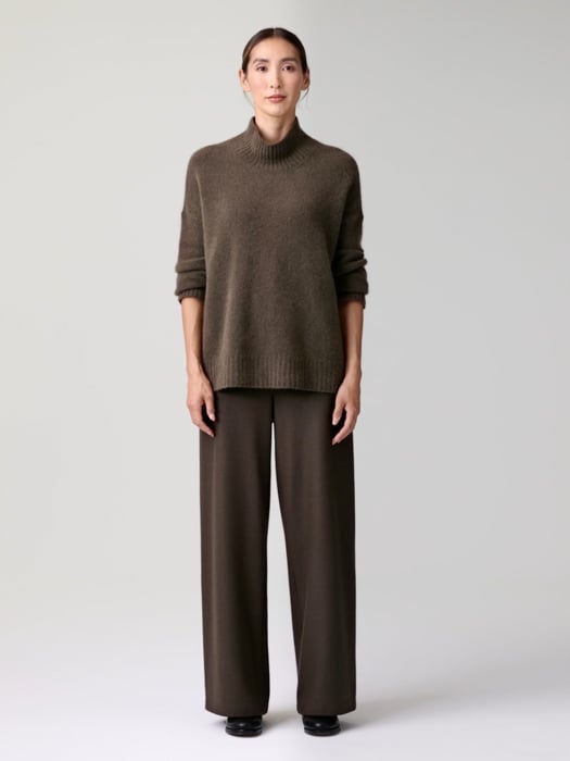 Felted Wool Jersey Wide-Leg Long Pant in Regenerative Wool Felted Wool Jersey Wide-Leg Long Pant in Regenerative Wool