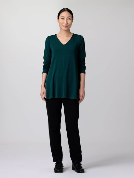 Fine Jersey V-Neck Long Top | EILEEN FISHER Fine Jersey V-Neck Long Top | EILEEN FISHER