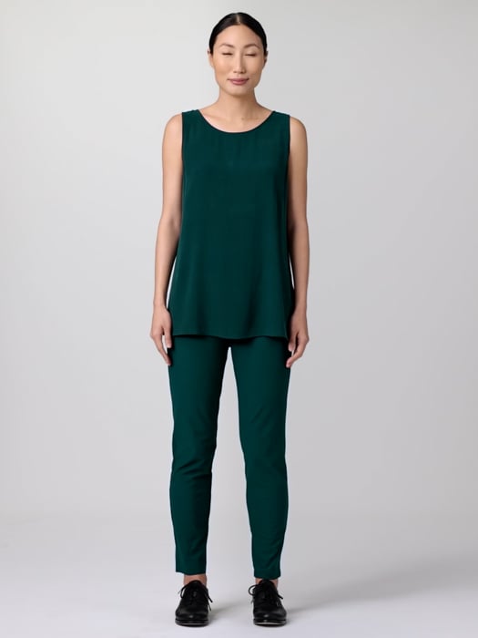 Silk Georgette Crepe Ballet Neck Long Tank | EILEEN FISHER Silk Georgette Crepe Ballet Neck Long Tank | EILEEN FISHER