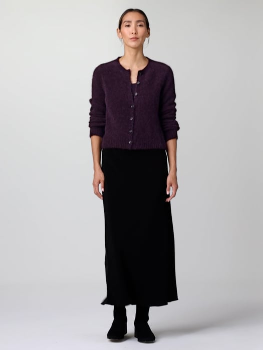 Mohair Plush Mélange Crew Neck Cardigan | EILEEN FISHER Mohair Plush Mélange Crew Neck Cardigan | EILEEN FISHER