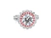 Lab Grown Diamond Bezel Halo Pink &amp; White Engagement Ring in Platinum &amp; 18K Rose Gold &#40;2 1/2 ct. tw.&#41;