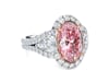 Lab Grown Diamond Pink Oval Engagement Ring in Platinum &amp; 18K Rose Gold &#40;4 3/4 ct. tw.&#41;