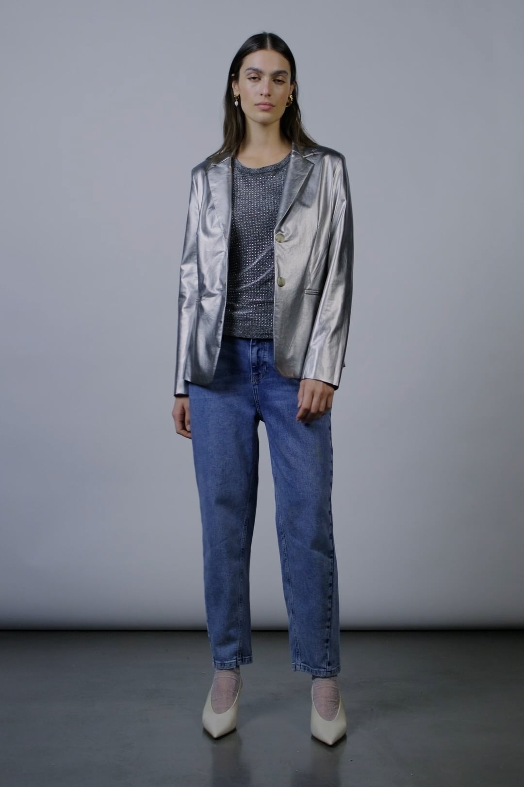 アウターその他 UMA WANG Woman Blazer Grey UP6016 UW08 UMA WANG Jai Unevenly Dyed Blazer | Elixirgallery