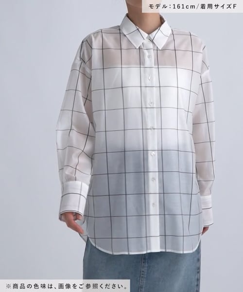 【10/13まで限定価格】チェックシャツ/アパートバイローリーズ オンブレチェックシャツLS2 230817（シャツ/ブラウス