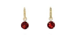 3.20 ct. t.w. Garnet Hoop Drop Earrings in 14kt Yellow Gold