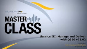 Service III: Manage and Deliver MasterClass