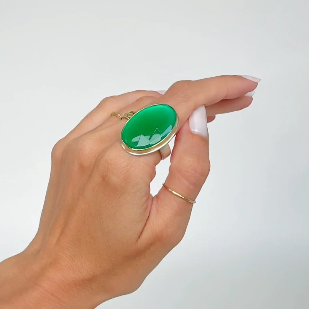 Oval Green Onyx Ring by Jamie Joseph - NEWTWIST
