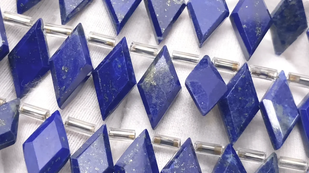 ラピスラズリ ダイヤカット14×7mm 半連/1連（18粒）｜天然石ビーズの卸