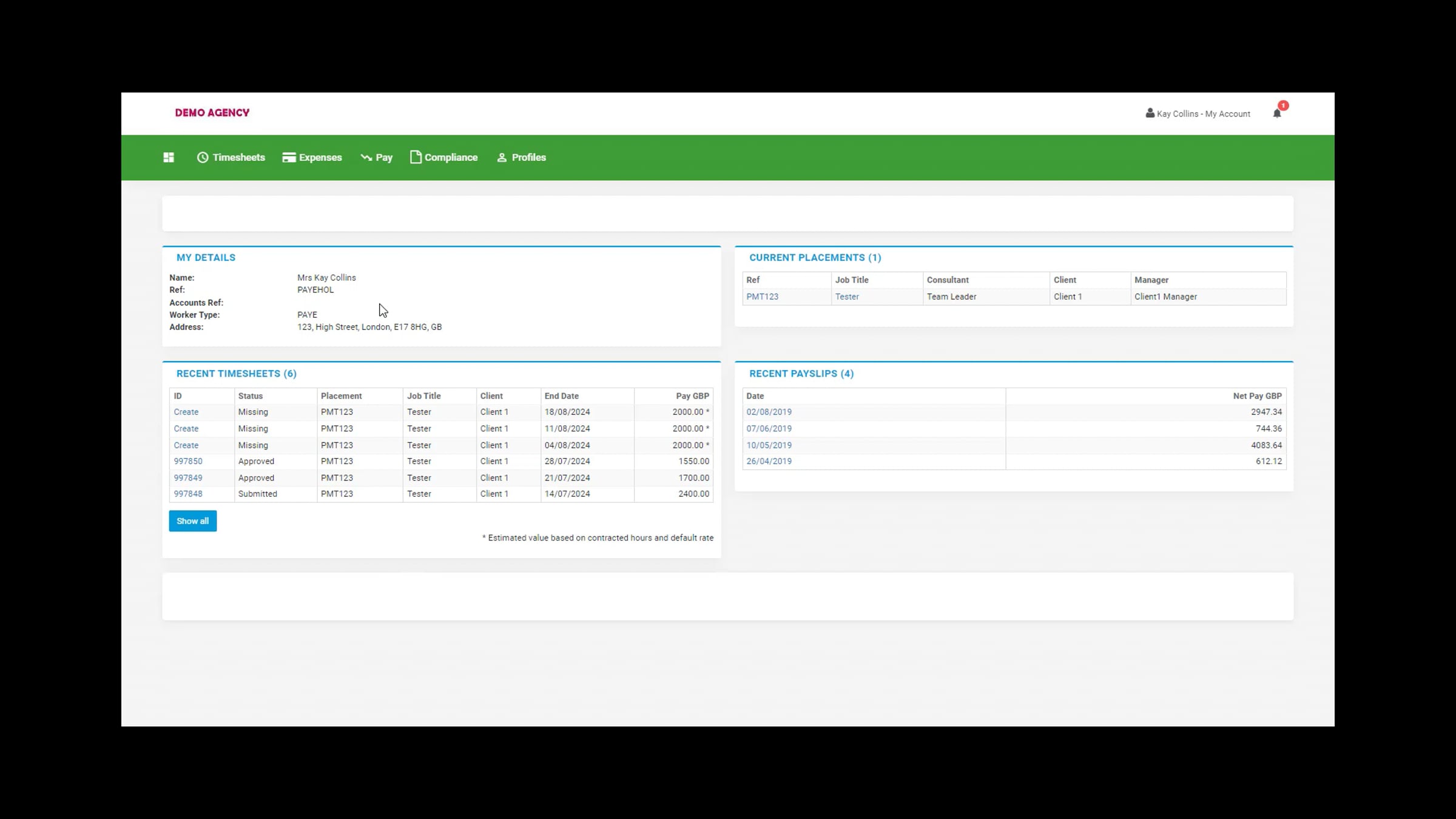 Accessing rsm intime worker dashboard and view payslips