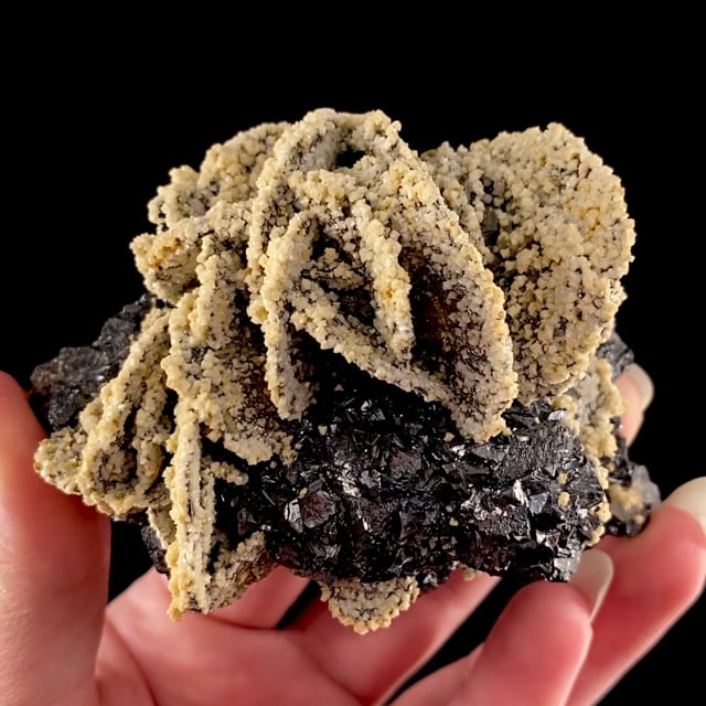 Dolomite on Pyrite pseudomorphs after Pyrrhotite with Sphalerite