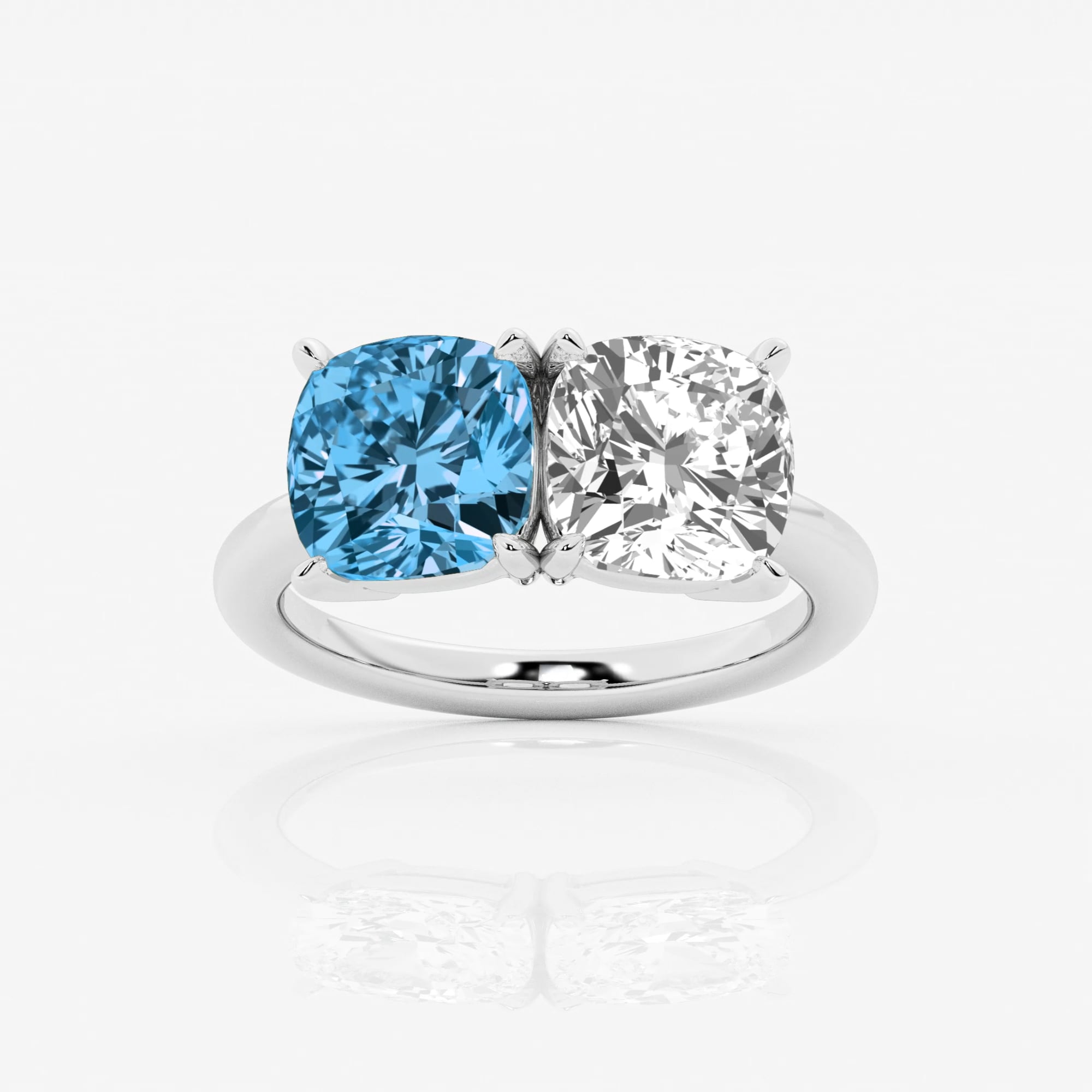 6 ctw Fancy Blue Cushion Lab Grown Diamond Side by Side Two 6 ctw Fancy Blue Cushion Lab Grown Diamond Side by Side Two