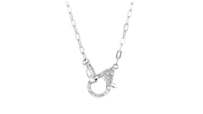 Sterling Silver Paper Clip Link Necklace with .16 ct. t.w. Diamond Lobster Clasp