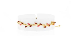 .80 ct. t.w. Garnet and .30 ct. t.w. Pink Topaz Leaf Bolo Bracelet in 18kt Gold Vermeil