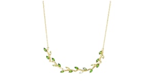 .80 ct. t.w. Chrome Diopside and .40 ct. t.w. Peridot Leaf Necklace in 18kt Gold Vermeil