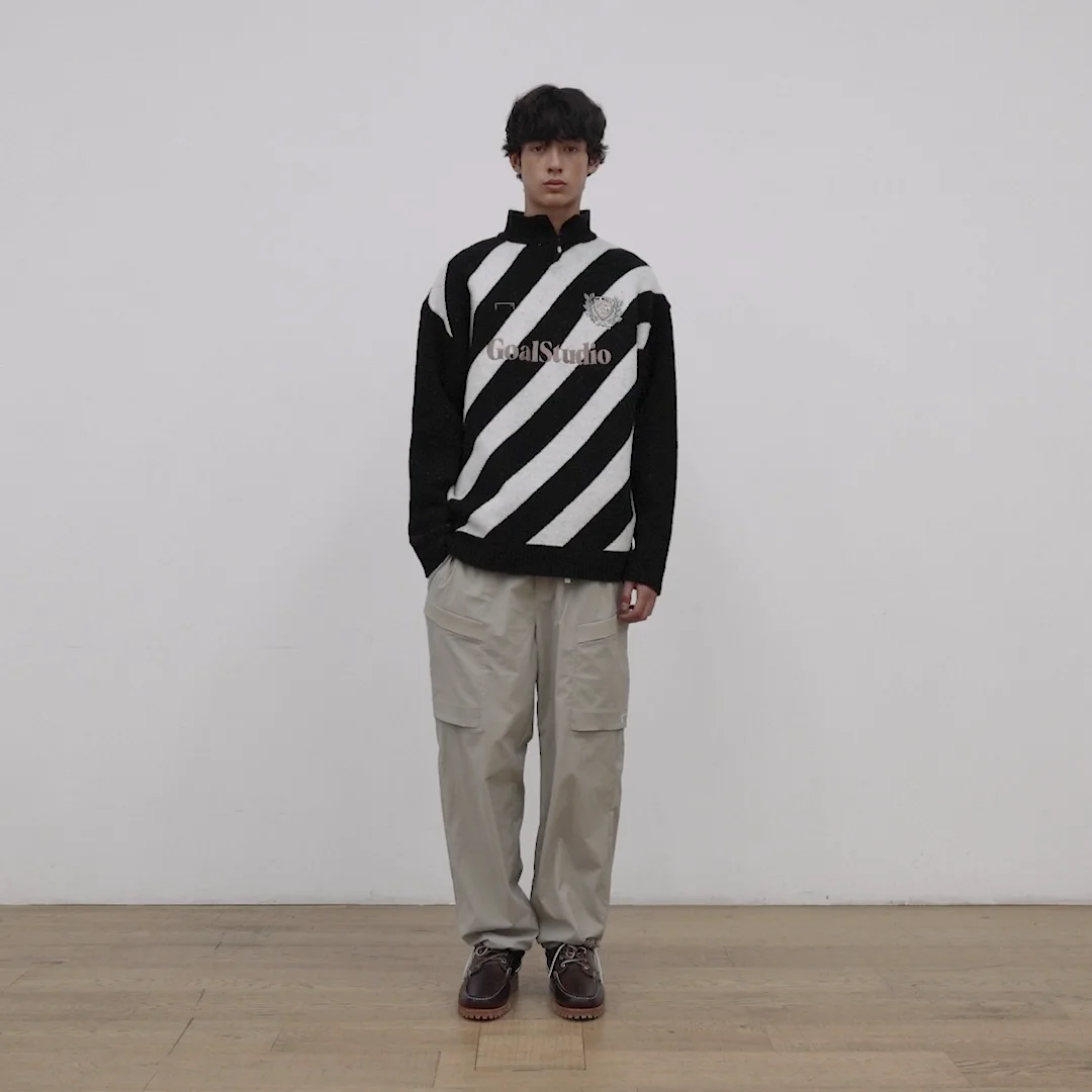 EMBLEM COLOR BLOCK COLLAR SWEATER-BLACK_GOALSTUDIO - 코오롱몰