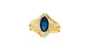 C. 1980 Vintage 1.44 Carat Sapphire and .35 ct. t.w. Diamond Ring in 14kt Yellow Gold