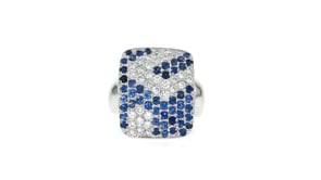 C. 1990 Vintage 2.00 ct. t.w. Sapphire and .90 ct. t.w. Diamond Ring in 18kt White Gold