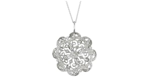 C. 1990 Vintage .80 ct. t.w. Diamond Filigree Pin/Pendant Necklace in 14kt White Gold