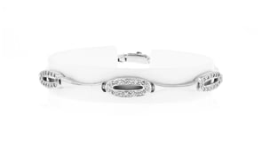 C. 1980 Vintage .70 ct. t.w. Diamond Oval-Link Bracelet in 14kt White Gold
