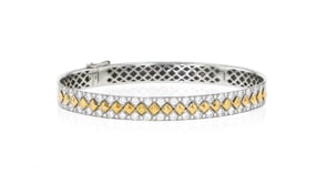 C. 2000 Vintage 1.80 ct. t.w. Diamond Bangle Bracelet in 18kt Two-Tone Gold