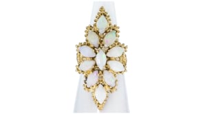 C. 1960 Vintage Opal Cluster Cocktail Ring in 14kt Yellow Gold