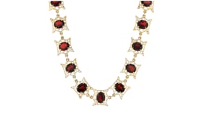 C. 1970 Vintage 64.00 ct. t.w. Garnet Link Necklace in 14kt Yellow Gold