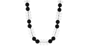 C. 1990 Vintage 10mm Onyx and 336.00 ct. t.w. Rock Crystal Bead Necklace