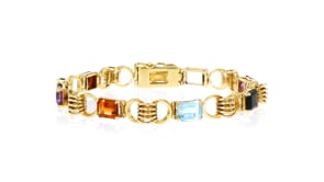 C. 1975 Vintage 11.00 ct. t.w. Multi-Gemstone Link Bracelet in 18kt Yellow Gold