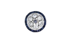 C. 1950 Vintage 1.25 ct. t.w. Sapphire and 1.00 ct. t.w. Diamond Disc Ring in Platinum