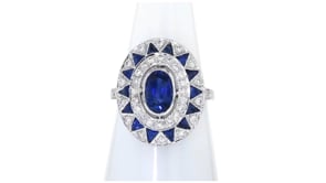 C. 2000 Vintage 2.30 ct. t.w. Sapphire and .70 ct. t.w. Diamond Ring in 18kt White Gold