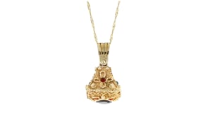 C. 1980 Vintage 1.50 Carat Garnet and Multi-Gemstone Pendant Necklace in 10kt Yellow Gold