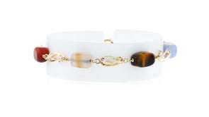 C. 1970 Vintage Multi-Gemstone Bead Bracelet in 14kt Yellow Gold