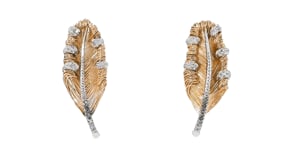 C. 1920 Vintage .22 ct. t.w. Diamond Feather Clip-On Earrings in 18kt Yellow Gold