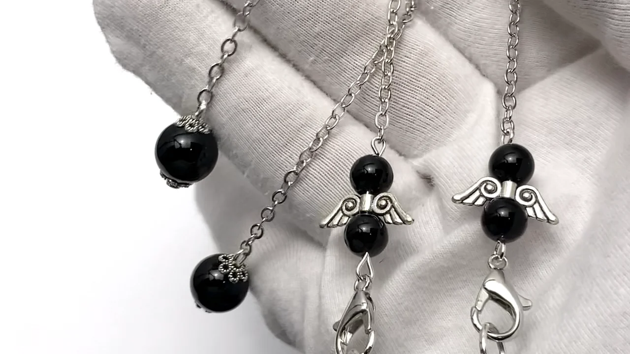 動画】ブラックオブシディアンAAA- ペンデュラム60×19×19mm チェーン