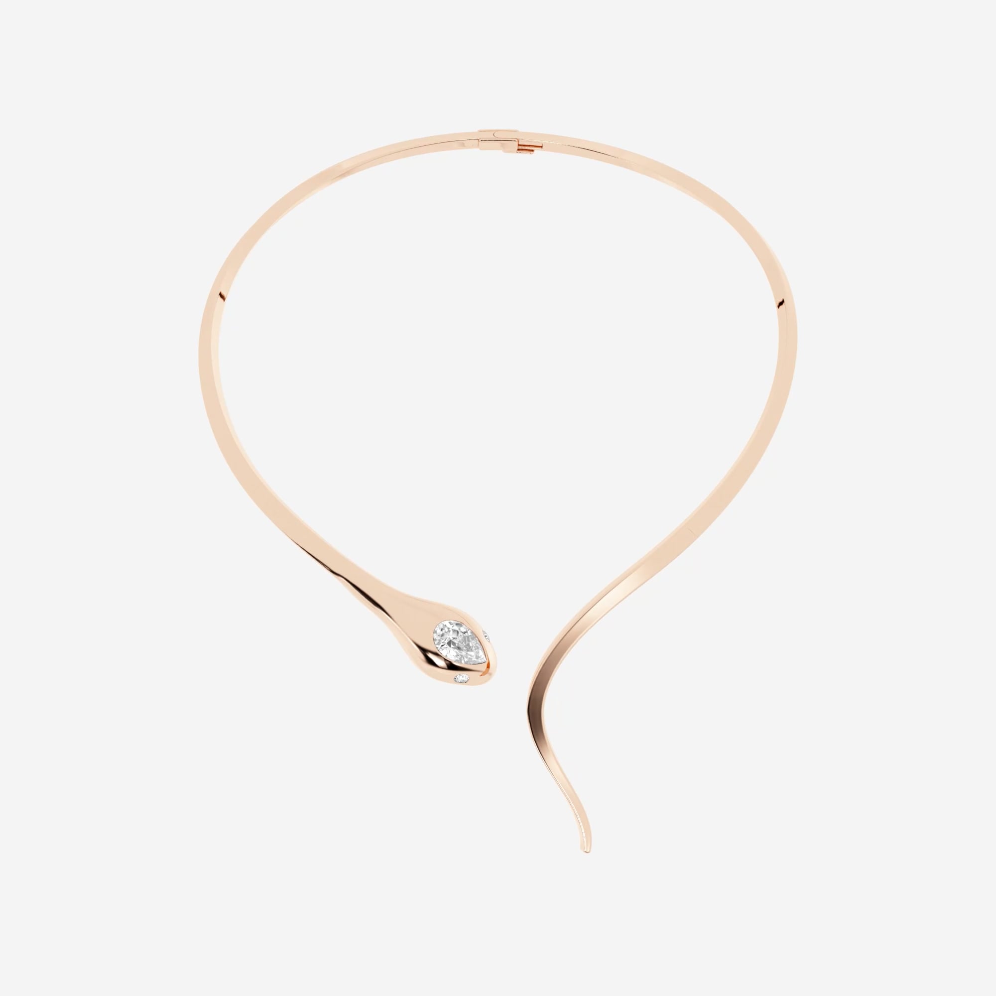 3 7/8 ctw Curve Serpent Choker Necklace 14K Rose Gold, F, VS2