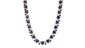 95.00 ct. t.w. Sapphire and 5.75 ct. t.w. White Topaz Necklace in 18kt Gold Over Sterling