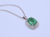 Emerald Pendant with Round and Baguette Diamonds in 14K White Gold &#40;1 ct. tw.&#41;