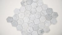 Carrara White 2X2 Hexagon Honed Marble Mosaic Tile